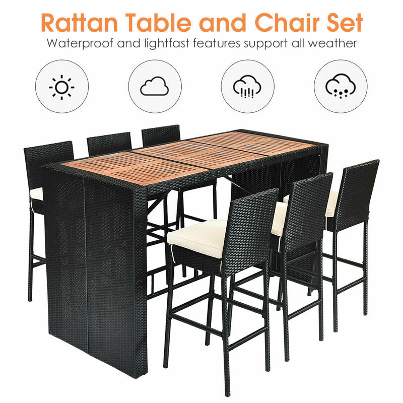 7 Pieces Patio Rattan Wicker Dining Furniture Set