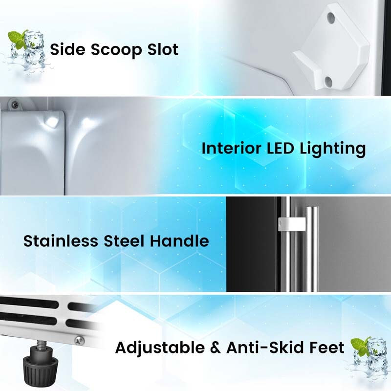 80LBS/24H Freestanding External Ice Maker Commercial Ice Cube Machine with Self-Cleaning Function and 25LBS Storage Bin