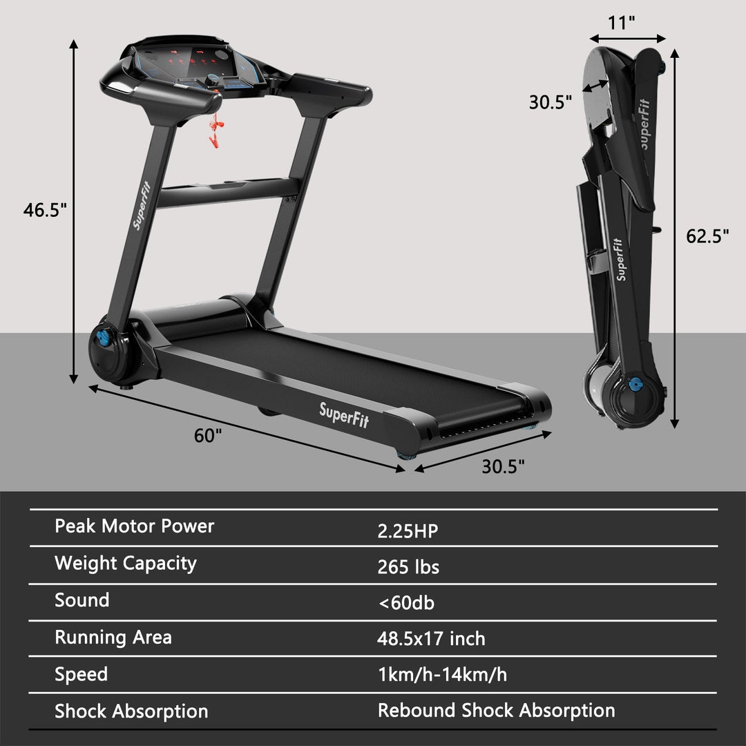 2.25HP Folding Treadmill Running Jogging Machine with LED Touch Display