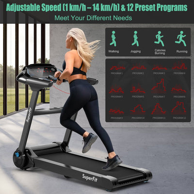 2.25HP Folding Treadmill Running Jogging Machine with LED Touch Display