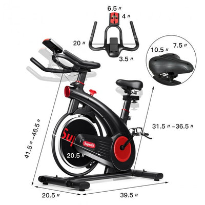 Indoor Stationary Exercise Cycling Bike Silent Belt with Heart Rate Monitor and 20lbs Steel Flywheel