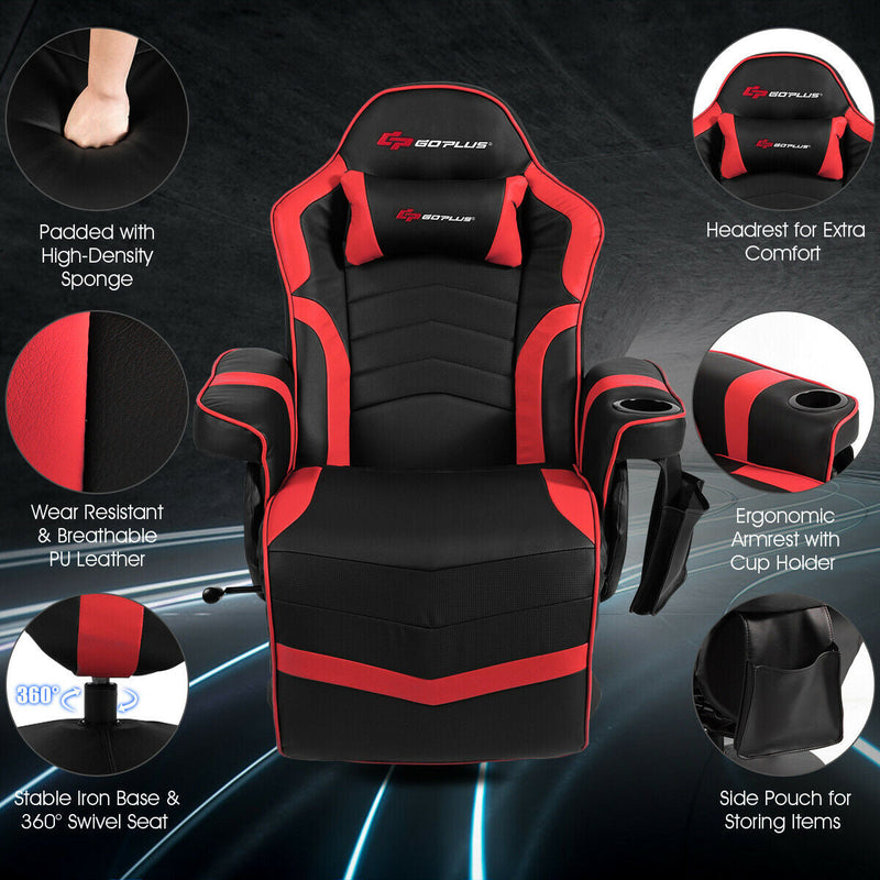 Ergonomic High Back Massage Gaming Chair with Pillow